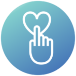 Icon of a hand pointing to a heart
